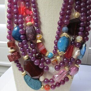 Chico's Multi Strand Colorful Statement Necklace